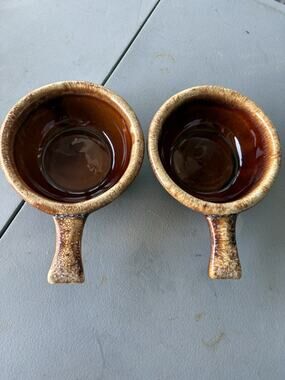 Vintage Hull Oven Proof French onion soup bowls Set Of 2